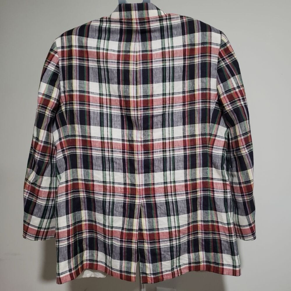 Brooks Brothers 1818 Madison L Multi-Color Madras Plaid Linen Sport Coat Blazer - Picture 3 of 9